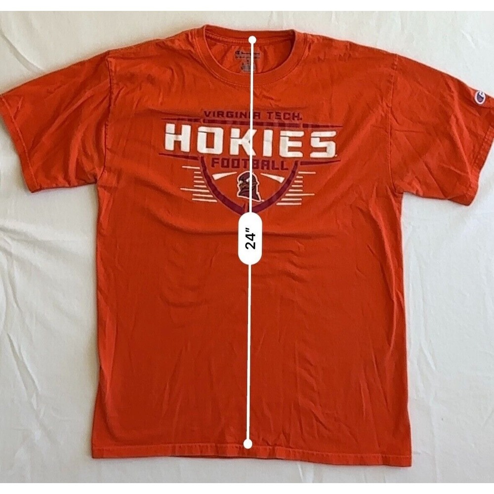 Vtg Champion Virginia Tech Hokies Football Men M Orange Short Sleeve Shirt - Picture 4 of 5